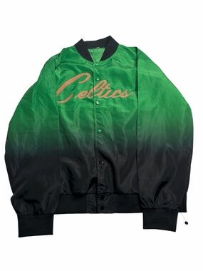 Boston Celtics Satin Snap Front Ombre Jacket 2XL Green Black